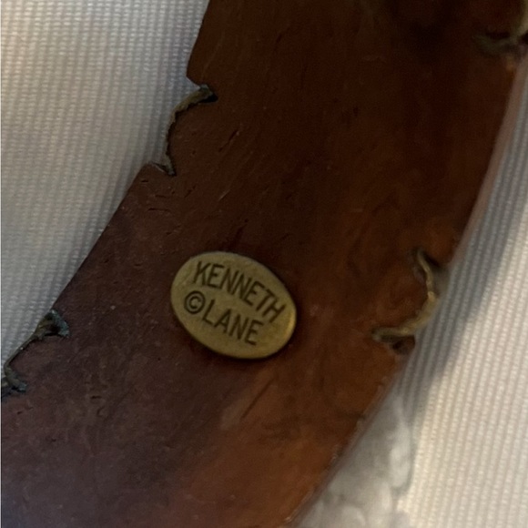 Kenneth Lane GORGOUS wood and brass bangle bracelet chunky statement piece - Picture 9 of 9